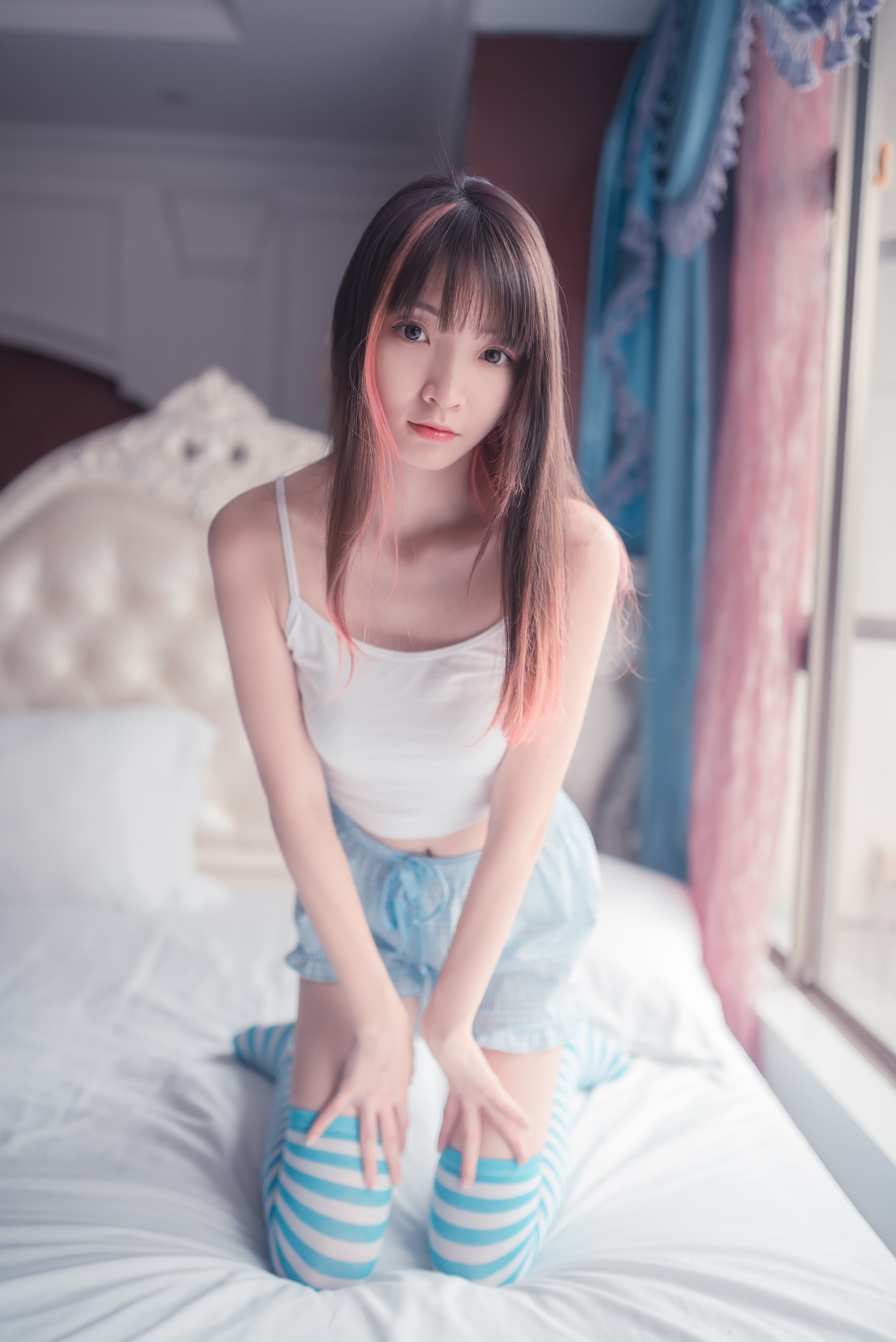 图片[1]-祖木子 – NO.010 蓝白条纹丝袜小可爱 [50P]-XikXak